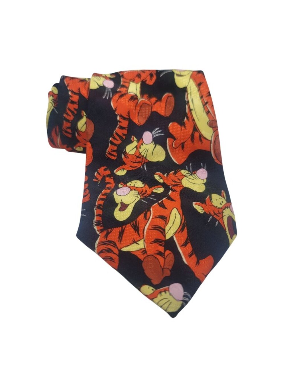Disney Tigger 100% Silk Handmade Tie Black & Orange Novelty Design